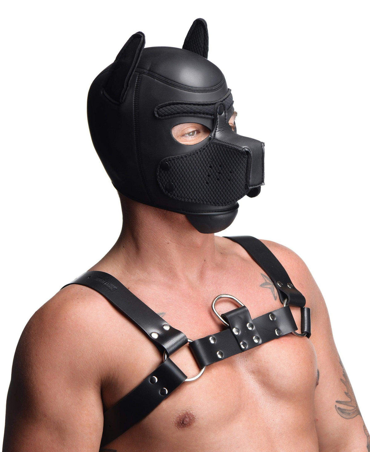 Spike Neoprene Puppy Hood - Black - The Dildo Hub