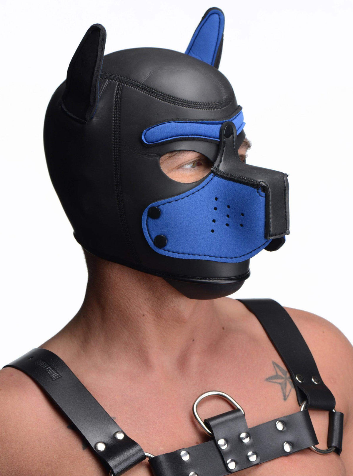 Spike Neoprene Puppy Hood - Blue - The Dildo Hub