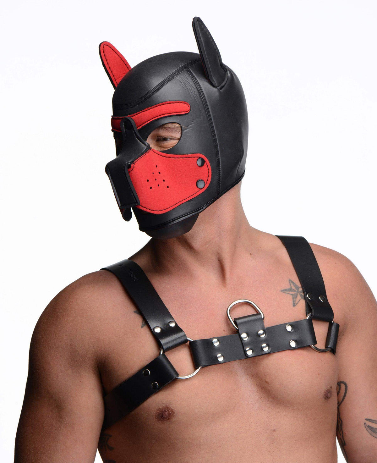 Spike Neoprene Puppy Hood - Red - The Dildo Hub