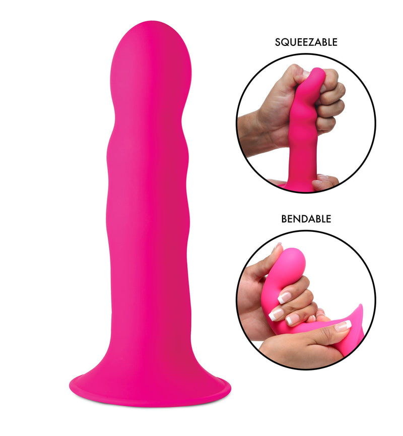 Squeezable Wavy Dildo - Pink - The Dildo Hub