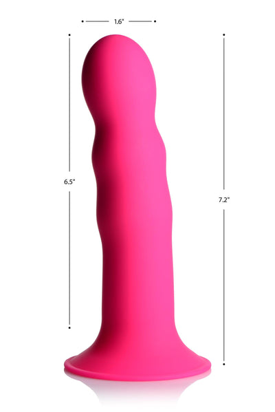 Squeezable Wavy Dildo - Pink - The Dildo Hub