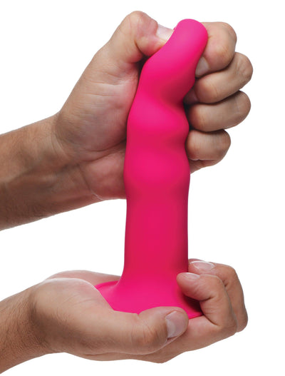 Squeezable Wavy Dildo - Pink - The Dildo Hub