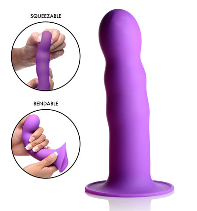 Squeezable Wavy Dildo - Purple - The Dildo Hub