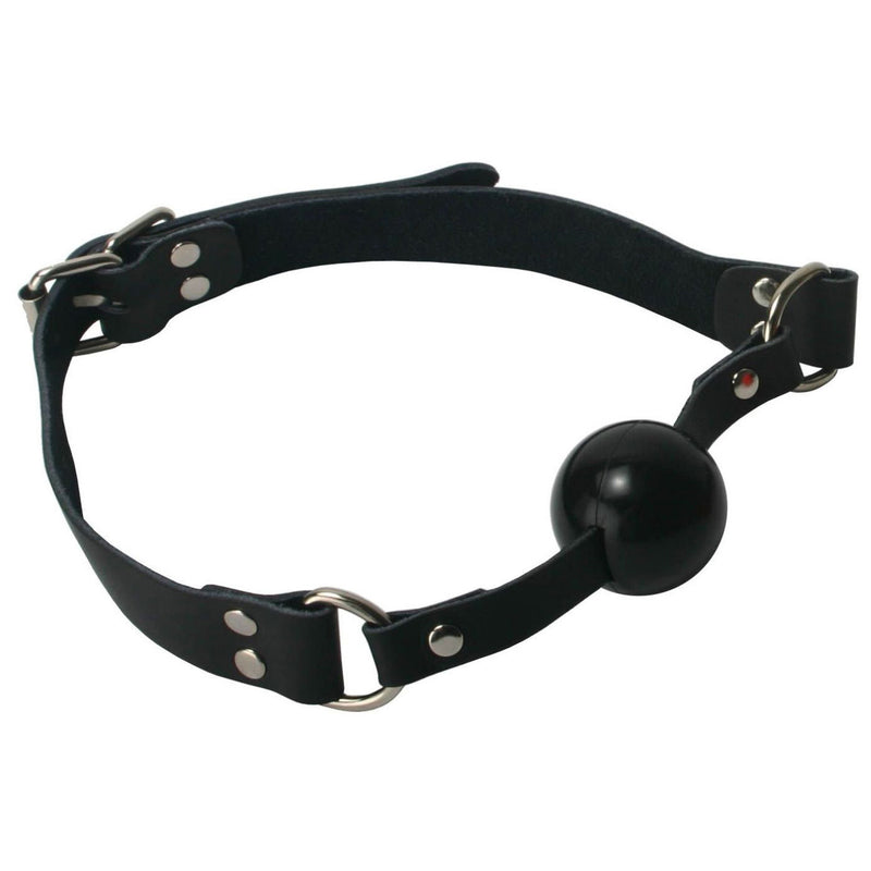 Black Silicone Ball Gag LeatherR from Strict Leather