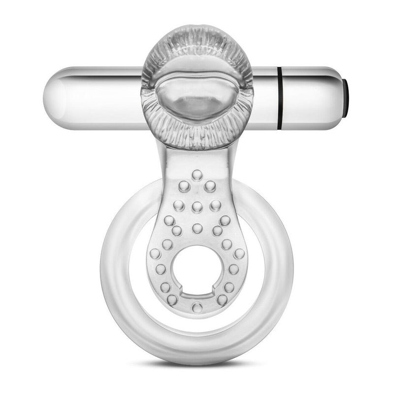 Stay Hard 10 Function Vibrating Tongue Cock Ring - Clear | Blush - The Dildo Hub