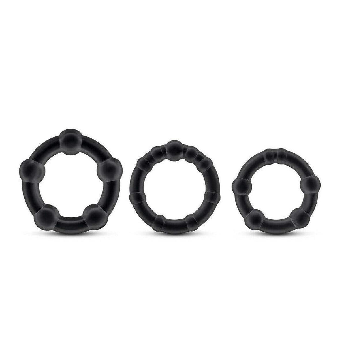 Stay Hard Beaded Cock Rings - 3 Pack - Black | Blush - The Dildo Hub