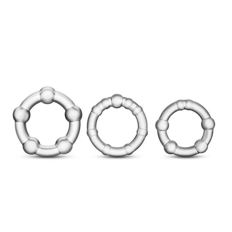 Stay Hard Beaded Cock Rings - Clear (3 Pack) | Blush - The Dildo Hub