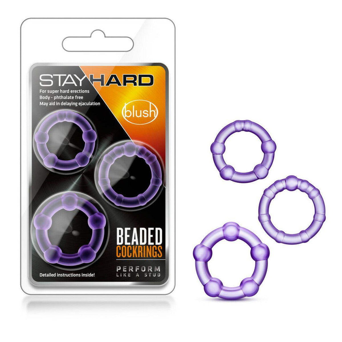 Stay Hard Beaded Cock Rings - Purple | Blush - The Dildo Hub