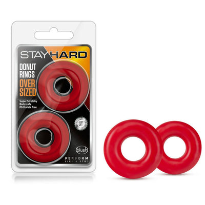 Stay Hard Donut Cock Rings Oversized - Red 2Pk | Blush - The Dildo Hub