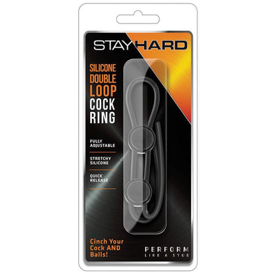 Stay Hard - Silicone Double Loop Cock Ring - Black | Blush - The Dildo Hub