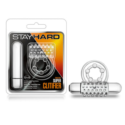 Stay Hard - Vibrating Super Clitifier Cock Ring - Clear | Blush - The Dildo Hub