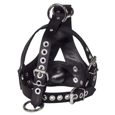 Strict Leather Bishop Head Harness with Removable Gag - The Dildo Hub