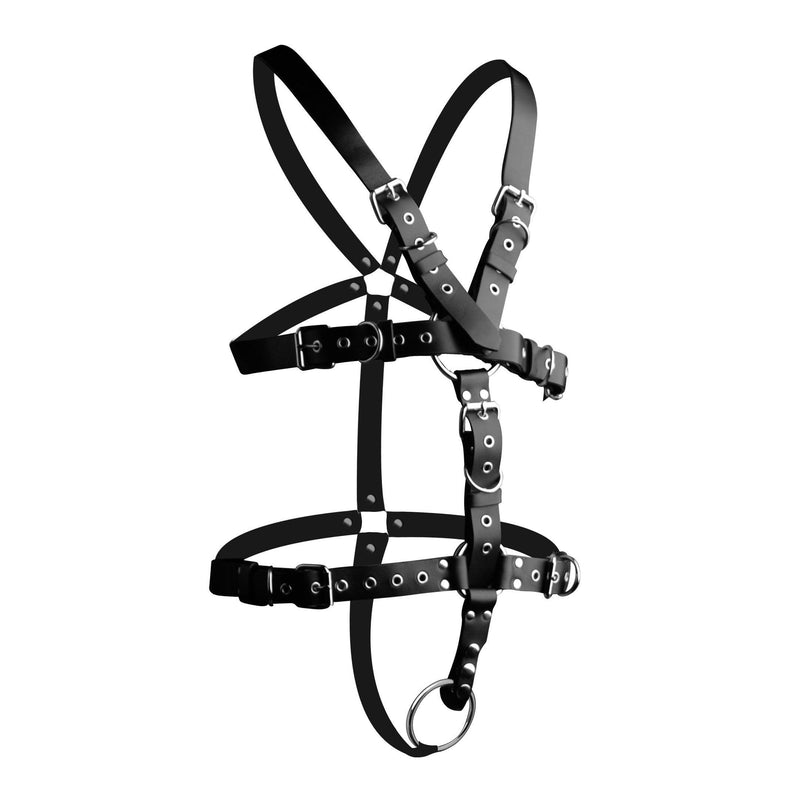 Strict Leather Body Harness with Cock Ring - Medium Large - The Dildo Hub