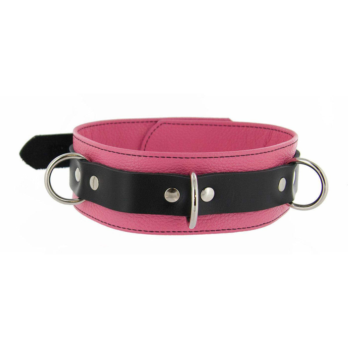 Strict Leather Deluxe Locking Collar - Pink and Black - The Dildo Hub