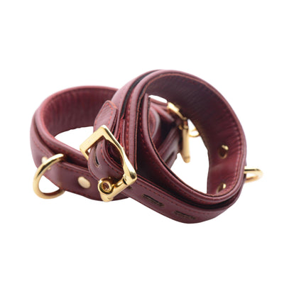 Strict Leather Luxury Burgundy Locking Ankle Cuffs - The Dildo Hub