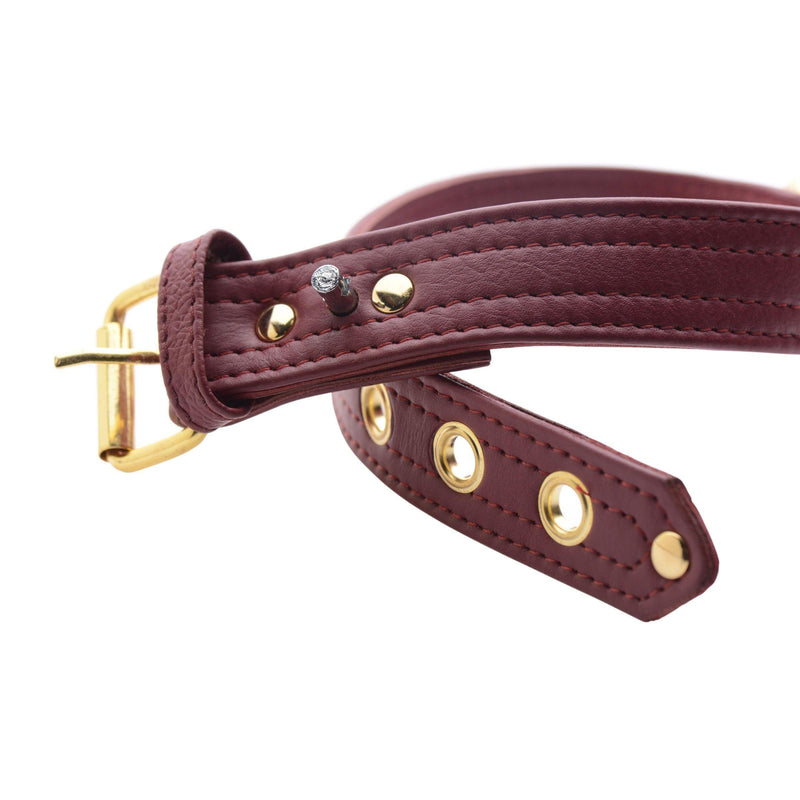 Strict Leather Luxury Burgundy Locking Collar - The Dildo Hub