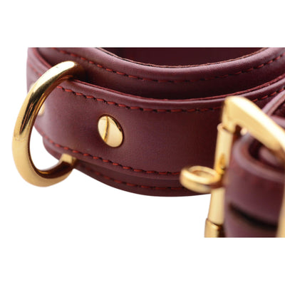 Strict Leather Luxury Burgundy Locking Wrist Cuffs - The Dildo Hub