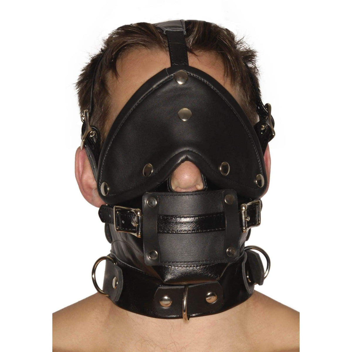 Strict Leather Premium Muzzle with Blindfold and Gags - The Dildo Hub