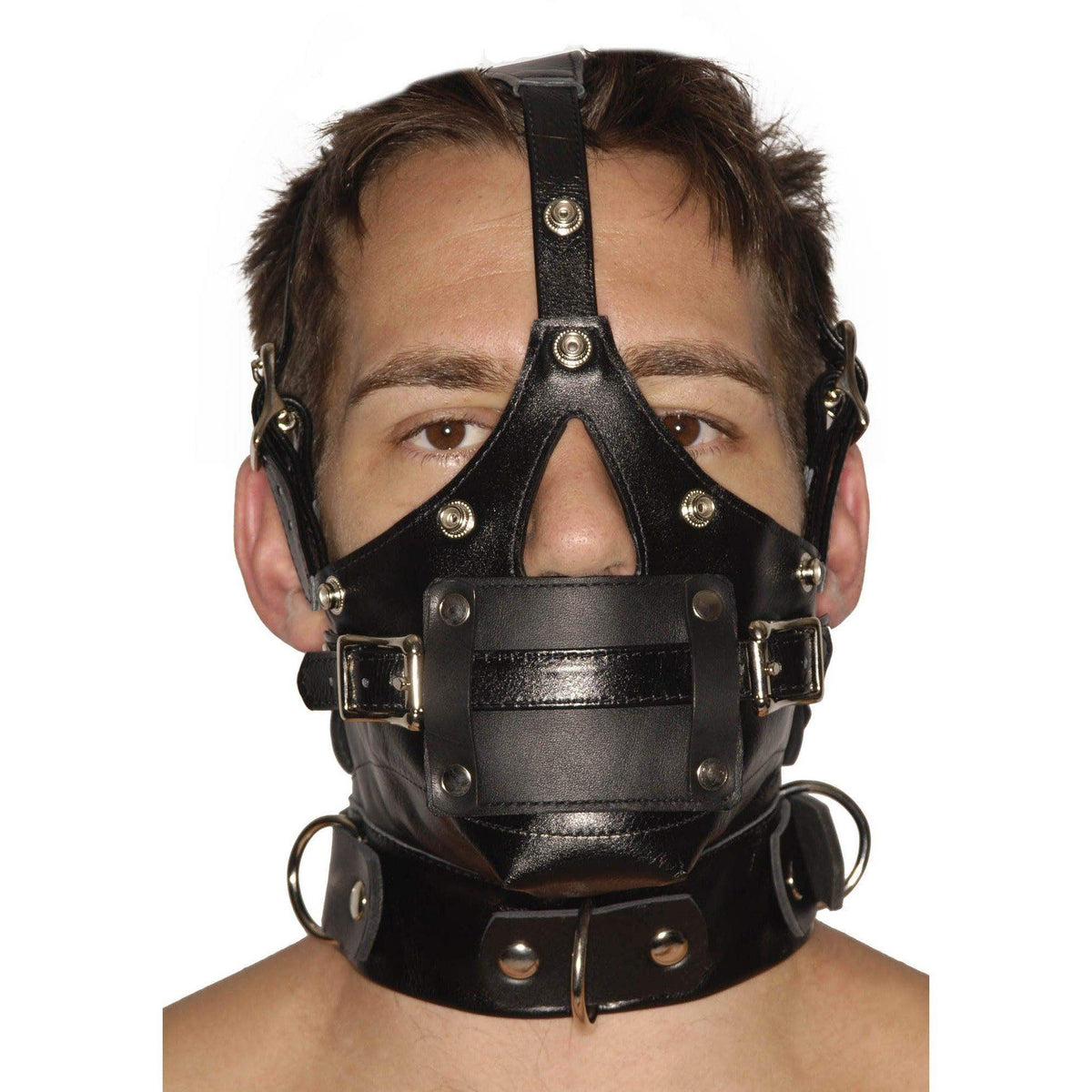Strict Leather Premium Muzzle with Blindfold and Gags - The Dildo Hub