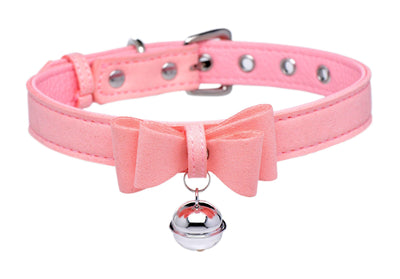 Sugar Kitty Cat Bell Collar - Pink/Silver - The Dildo Hub