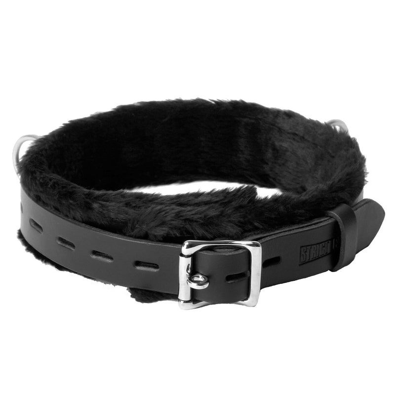 Strict Leather Narrow Fur Lined Locking Collar LeatherR from Strict Leather