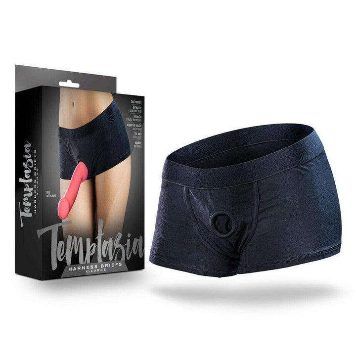 Temptasia - Harness Briefs - Extra Large - Black | Blush - The Dildo Hub