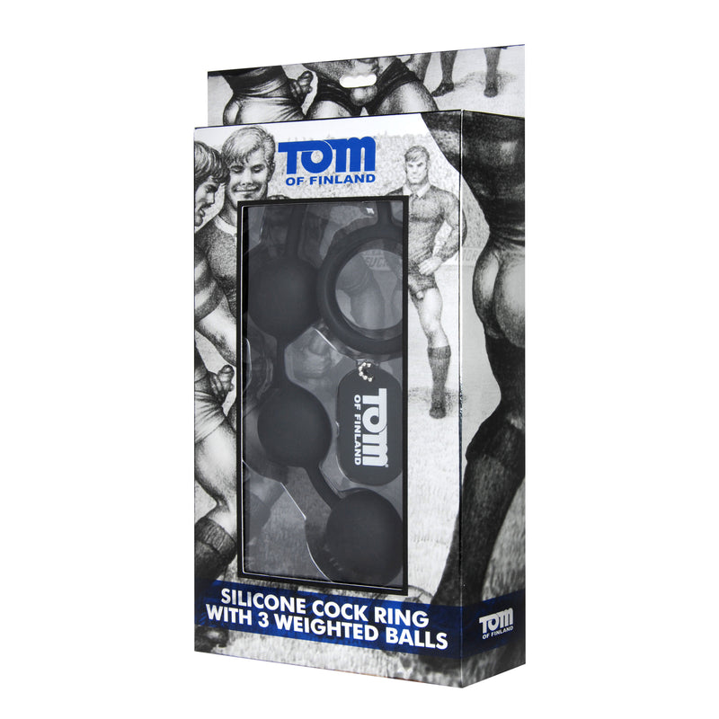Tom of Finland Silicone Cock Ring with 3 Weighted Balls silicone-anal-toys from Tom of Finland