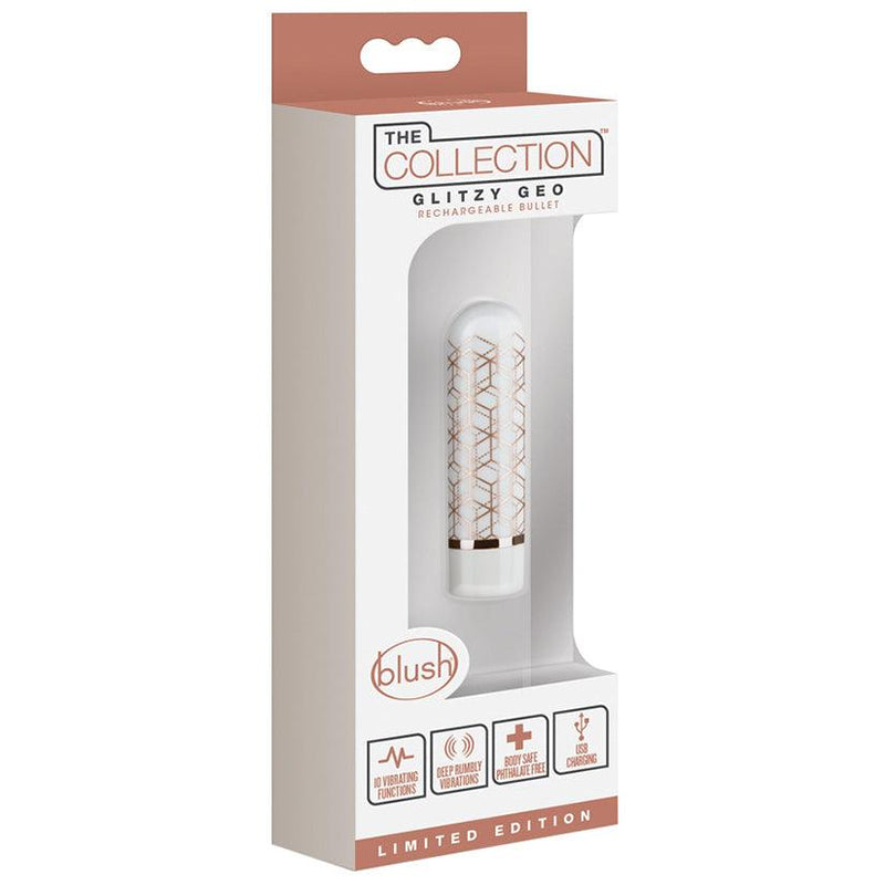 The Collection Glitzy Geo Rechargeable Bullet Vibrator-Rose Gold - The Dildo Hub