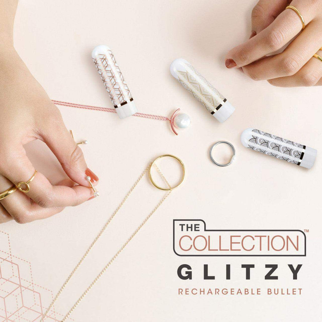 The Collection Glitzy Geo Rechargeable Bullet Vibrator-Rose Gold - The Dildo Hub