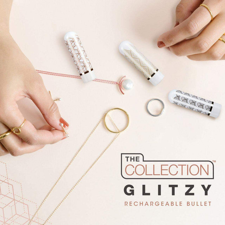 The Collection Glitzy Geo Rechargeable Bullet Vibrator-Rose Gold - The Dildo Hub