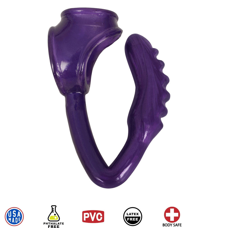 The Duke Cock and Ball Ring with Anal Plug -Purple - The Dildo Hub