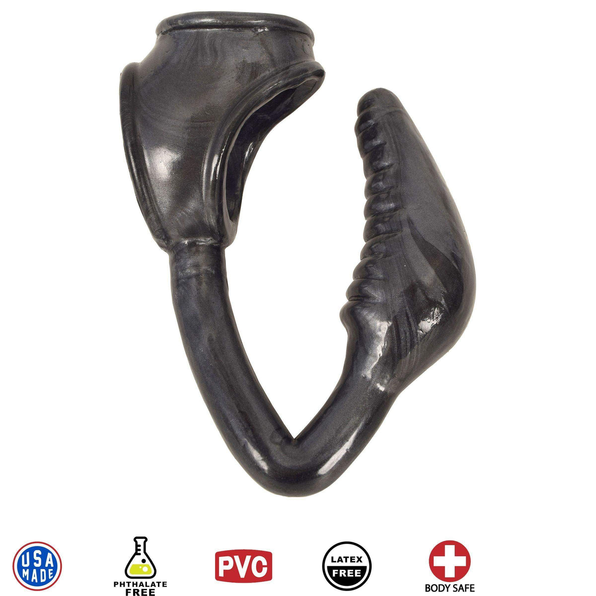 The Earl Cock and Ball Ring with Anal Plug -Black - The Dildo Hub