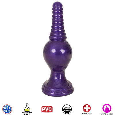 The King Ribbed Tip Anal Plug – Purple - The Dildo Hub