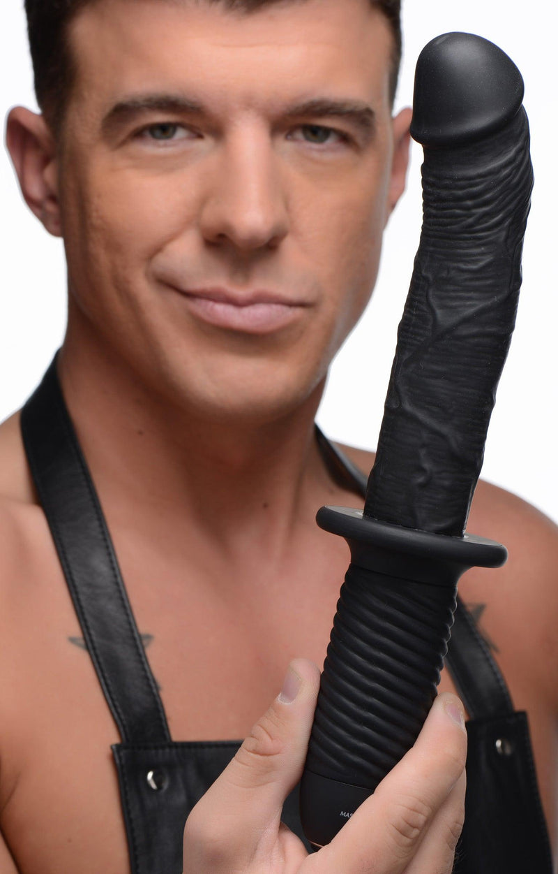 The Large Realistic 10X Silicone Vibrator with Handle - The Dildo Hub