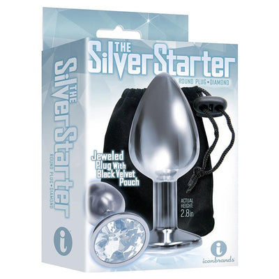 The Silver Starter Bejeweled Stainless Steel Plug - The Dildo Hub