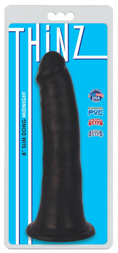 Thinz 8 Inch Slim Realistic Dildo- Black - The Dildo Hub