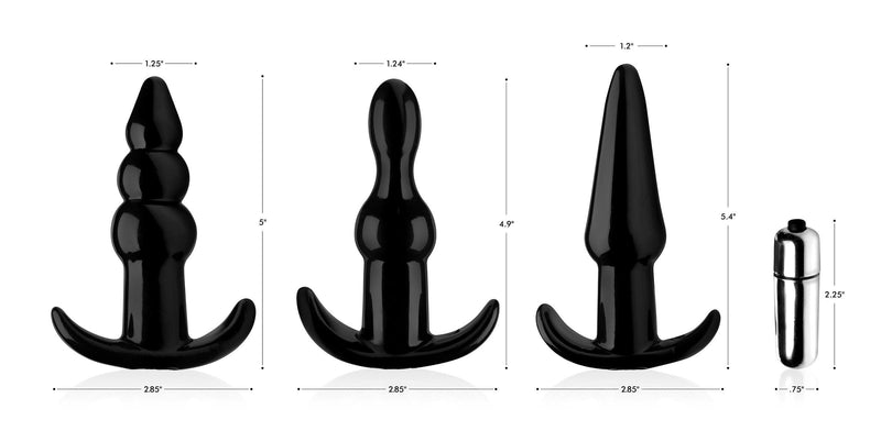 Thrill Trio Anal Plug Set - Black - The Dildo Hub