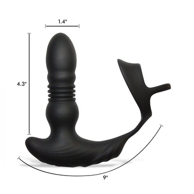 Thrusting Vibrator with Cock and Ball Ring and Remote - The Dildo Hub