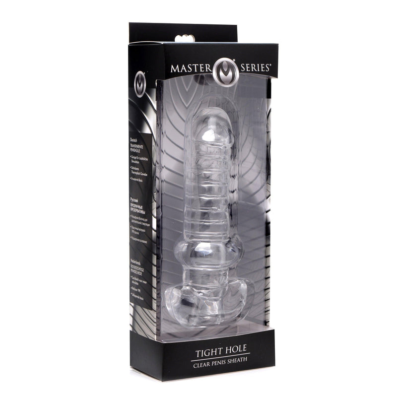 Tight Hole Clear Ribbed Penis Sheath - The Dildo Hub