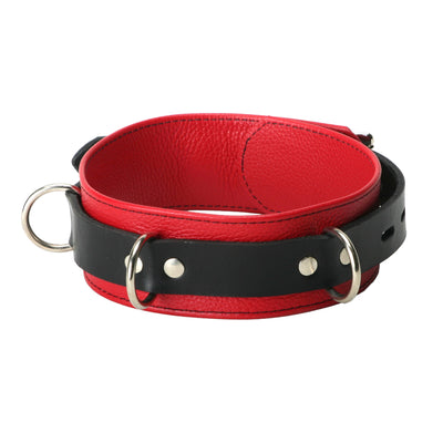 Strict Leather Deluxe Red and Black Locking Collar LeatherR from Strict Leather