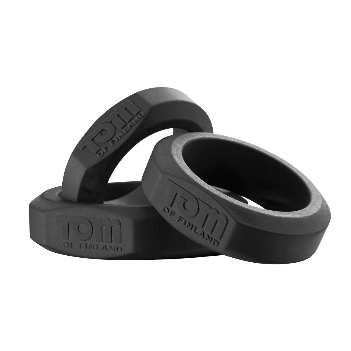Tom of Finland 3 Piece Silicone Cock Ring Set - Black - The Dildo Hub
