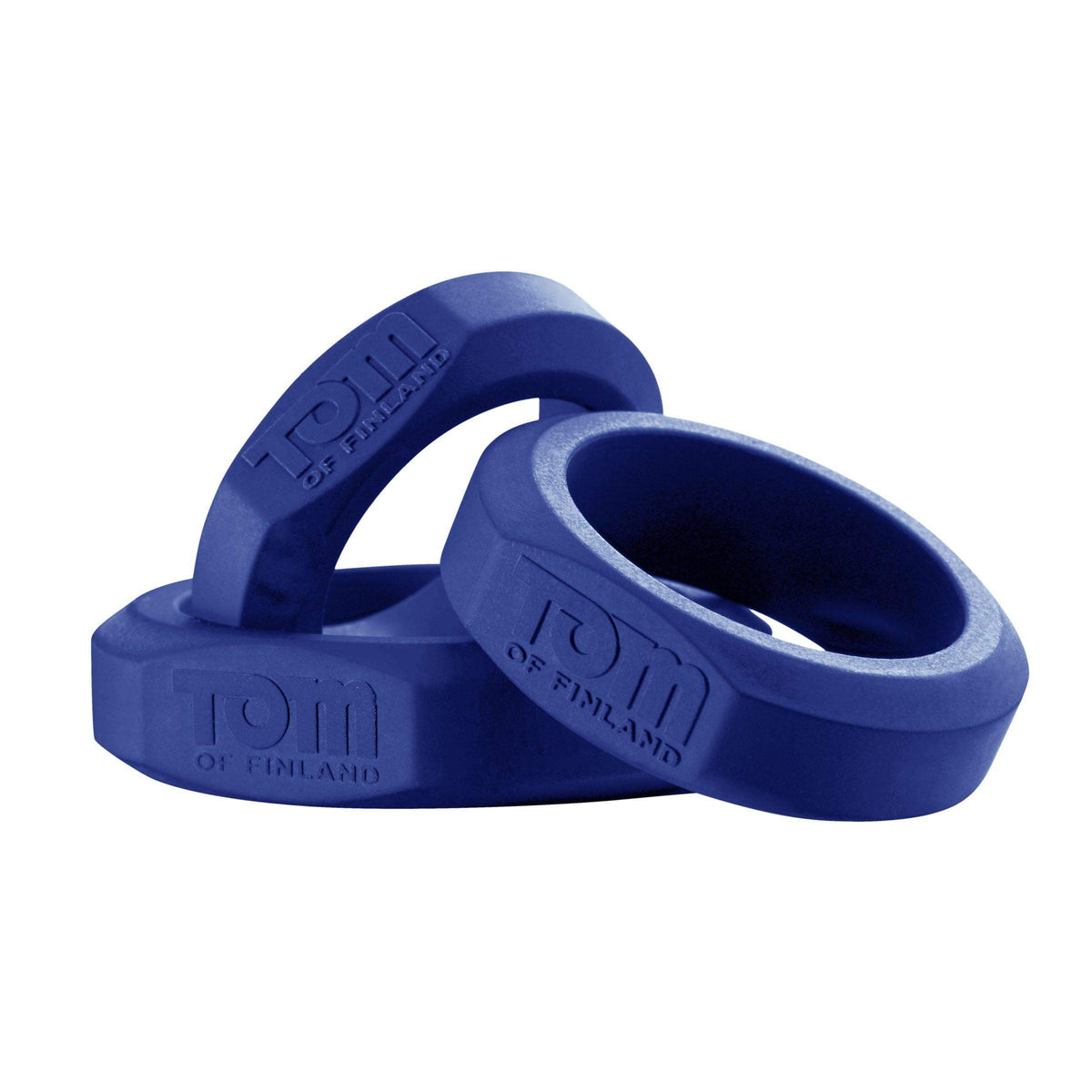 Tom of Finland 3 Piece Silicone Cock Ring Set - Blue - The Dildo Hub