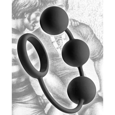 Tom of Finland Silicone Cock Ring with 3 Weighted Balls - The Dildo Hub