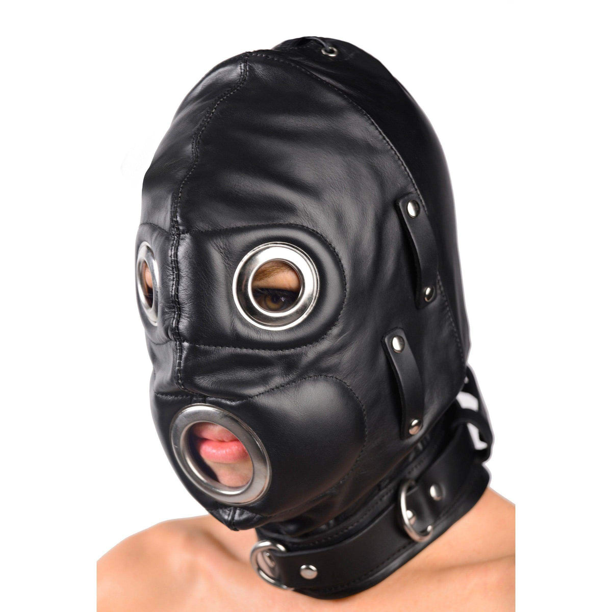 Total Lockdown Leather Hood - SmallMedium - The Dildo Hub