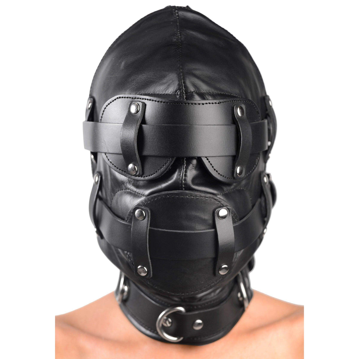 Total Lockdown Leather Hood - SmallMedium - The Dildo Hub