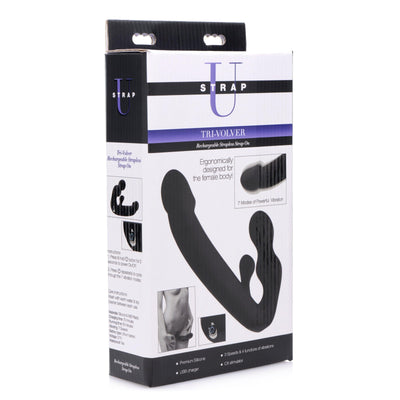 Tri-Volver Rechargeable Strapless Strap On - The Dildo Hub