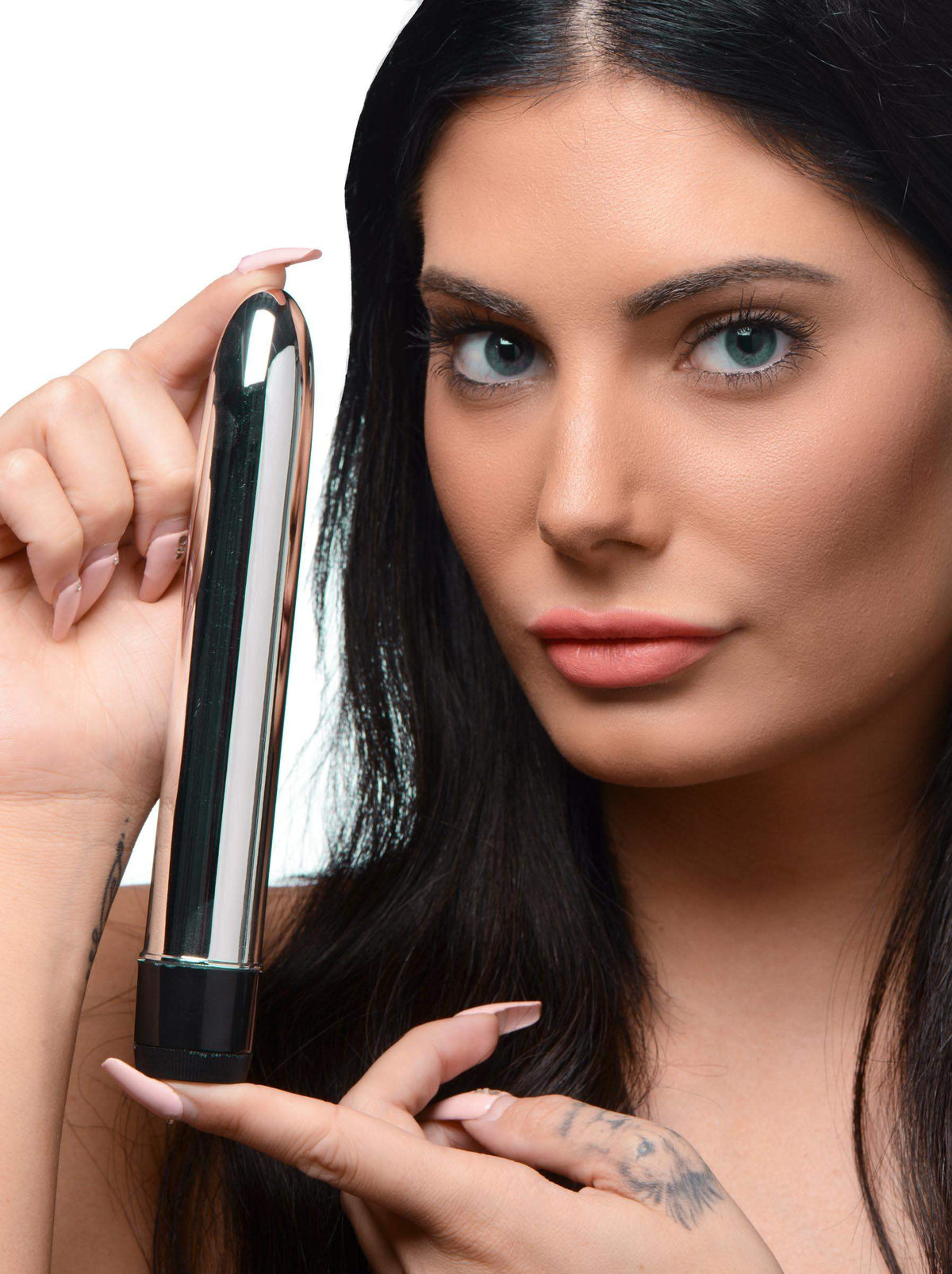 Trinity 7-Inch Slim Silver Vibrator - The Dildo Hub
