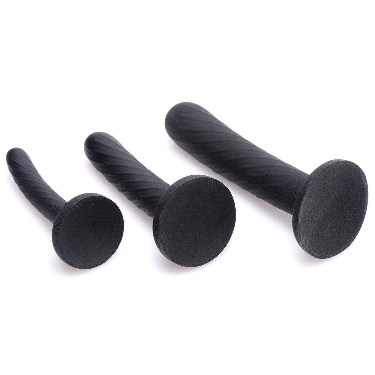 Trinity Strap-On Silicone 3 Piece Dildo Set – Black - The Dildo Hub