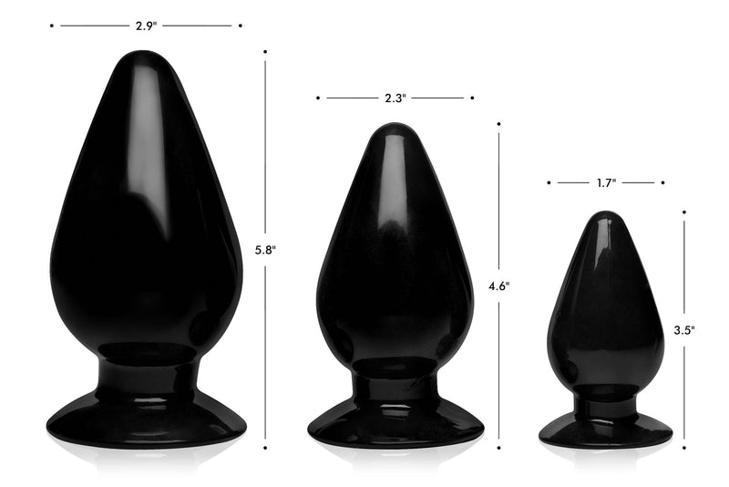 Triple Cones 3 Piece Anal Plug Set - Black - The Dildo Hub