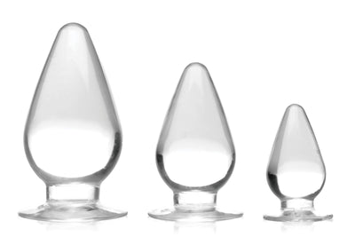 Triple Cones 3 Piece Anal Plug Set - Clear - The Dildo Hub